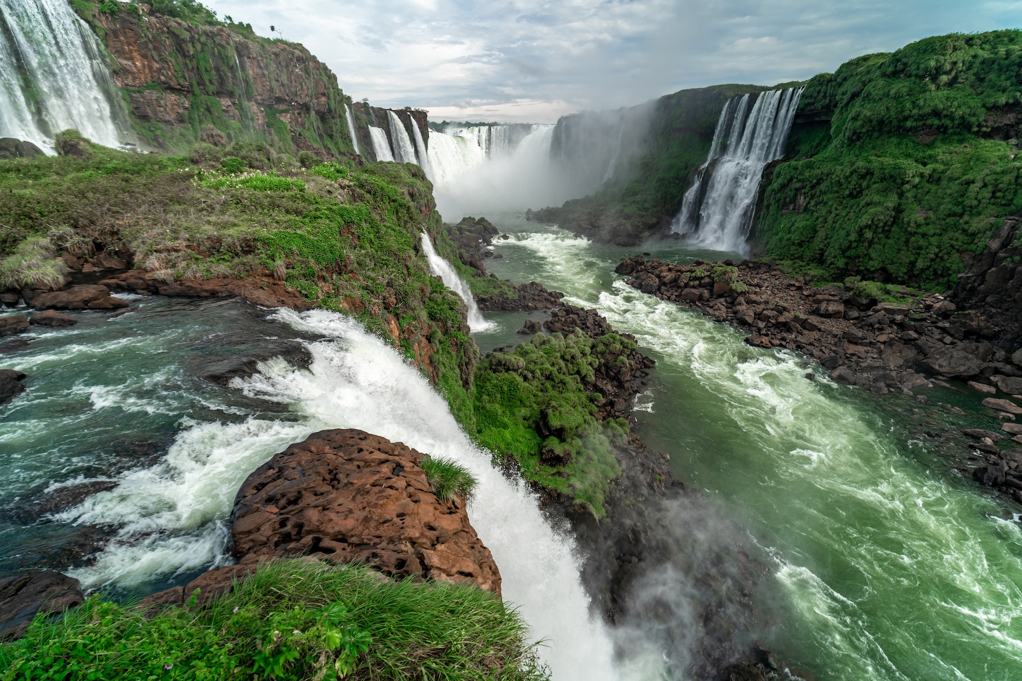 Iguazu Falls on the border of Brazil and Argentina in South America